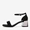 BASTO/百思图夏季专柜同款黑色羊绒皮革休闲女皮凉鞋RNK01BL9