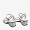 BASTO/百思图夏季灰银纺织物亮片方跟休闲女皮凉鞋Y2203BL9