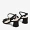 BASTO/百思图夏季专柜同款黑色羊绒皮革闪钻休闲女皮凉鞋RVB02BL9