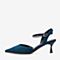 BASTO/百思图夏季专柜同款蓝色人造革闪钻绒面休闲女凉鞋MA9M7BH9