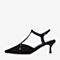 BASTO/百思图夏季专柜同款黑色人造革绒面细跟女凉鞋MA9M9BH9