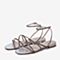 BASTO/百思图夏季专柜同款银色闪钻罗马风平底女凉鞋MB125BL9