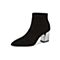 BASTO/百思图冬季黑色压花弹力绒布时尚高跟女靴RSE51DD9