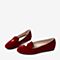 BASTO/百思图秋季红色绒布趣味图案浅口低跟休闲女鞋RB723CQ9