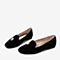 BASTO/百思图秋季黑色绒布趣味图案浅口低跟休闲女鞋RB723CQ9