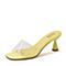 BASTO/百思图夏季专柜同款黄色透明胶片一字型休闲女凉鞋MB201BT9