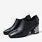 BASTO/百思图秋季专柜同款羊皮革后拉链粗跟女皮鞋A1901CM9