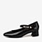 BASTO/百思图秋季专柜同款黑色牛皮革方头玛丽珍女皮鞋A2855CQ9