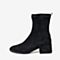 BASTO/百思图冬季专柜同款黑色纺织品粗跟中筒靴女靴MD221DD9