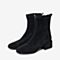 BASTO/百思图冬季专柜同款黑色纺织品粗跟中筒靴女靴MD221DD9