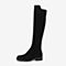 BASTO/百思图冬季专柜同款黑色时尚方跟过膝靴女皮靴A7901DG9