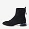 BASTO/百思图冬季专柜同款黑色纺织品后拉链方跟时尚女靴A6759DD9