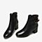 BASTO/百思图冬季专柜同款黑色小牛皮革皮带扣时尚女皮靴RE246DD9