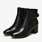 BASTO/百思图冬季专柜同款黑色小牛皮革皮带扣时尚女皮靴RE246DD9