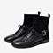 BASTO/百思图冬季专柜同款黑色小牛皮革皮带扣方跟女皮靴RD340DD9