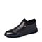 BASTO/百思图冬季专柜同款黑色牛皮革一脚蹬商务男休闲鞋99115DM9