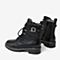 BASTO/百思图冬季专柜同款黑色时尚皮带扣马丁靴女皮靴RE149DD9