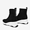 BASTO/百思图冬季专柜同款黑色植绒布厚底中筒靴女休闲靴ZKB03DD9