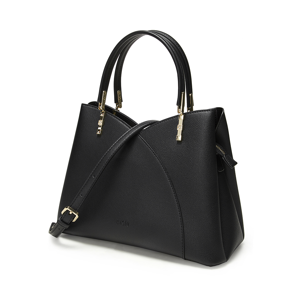 basto/百思图冬季专柜同款黑色人造革时尚通勤手提包sd036dx9