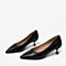 BASTO/百思图秋季专柜同款黑色羊皮革通勤浅口低跟女皮鞋A9881CQ9