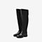 BASTO/百思图冬季专柜同款黑色牛皮革过膝长靴方跟女皮靴A0209DC9