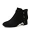 BASTO/百思图冬季专柜同款黑色羊皮革通勤及踝短靴女皮靴AX805DD9