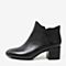 BASTO/百思图冬季专柜同款黑色牛皮革及踝切尔西靴女皮靴A1105DD9