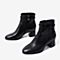 BASTO/百思图冬季专柜同款黑色羊皮革复古及踝靴女皮靴A0818DD9