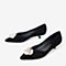 百思图2020春季新款黑色羊皮革浅口尖头性感猫跟女单鞋A6791AQ0