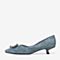百思图2020春季新款蓝色羊皮革浅口尖头性感猫跟女单鞋A6791AQ0
