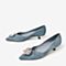 百思图2020春季新款蓝色羊皮革浅口尖头性感猫跟女单鞋A6791AQ0