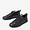 百思图2020春季新款商场同款黑色牛皮舒适学院休闲男板鞋A8900AM0