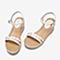 百思图2020夏季新款时尚优雅牛皮革珍珠一字带坡跟女凉鞋TG227BL0