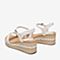 百思图2020夏季新款时尚优雅牛皮革珍珠一字带坡跟女凉鞋TG227BL0