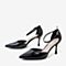 百思图2020夏季新款商场同款牛皮尖头高跟时尚女中空凉鞋AC851BK0