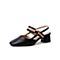 百思图2020夏季新款商场同款牛皮一字带粗跟女后空凉鞋RM505BH0
