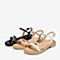 百思图2020夏季新款商场同款牛皮革水钻一字带平底女凉鞋TQX05BL0