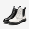 百思图2020冬季新款商场同款时尚拼接前系带马丁靴女皮靴YYK22DD0
