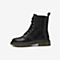 百思图2020冬季新款潮酷圆头系带方跟马丁靴女皮短靴ED713DD0