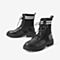 百思图2020冬季新款时尚条纹舒适透气方跟马丁靴女皮短靴A0099DD0