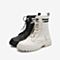 百思图2020冬季新款时尚条纹舒适透气方跟马丁靴女皮短靴A0099DD0