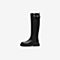 百思图2020冬新款商场同款时髦皮带扣加绒骑士靴女皮长靴WIU04DG0