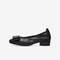 百思图2021春季新款商场同款气质金属扣粗跟浅口女单鞋WFH02AQ1