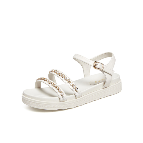 百思图2021夏季新款时髦珍珠外穿运动凉厚底凉鞋女ZB075BL1