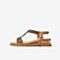 百思图2021夏季新款经典复古波西米亚风坡跟女凉鞋A1122BL1