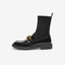 百思图2021冬季新款商场同款黑色简约舒适方跟袜靴女中靴TEE41DZ1
