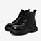 百思图2021冬季新款厚底粗跟英伦风马丁靴女短靴ID515DD1