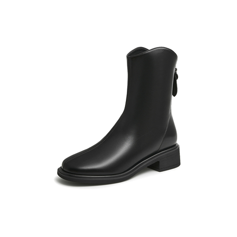 百思图2022冬季新款商场同款时尚复古优雅时装靴女短靴MD012DD2