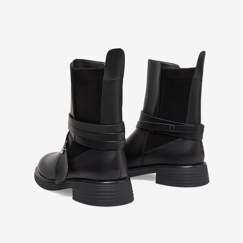 百思图2022冬季新款商场同款时尚潮流烟筒靴切尔西靴女靴VLM01DD2