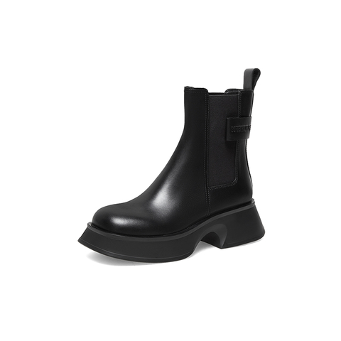 百思图2022冬季新款商场同款时尚厚底烟筒靴切尔西靴女靴TUL60DZ2